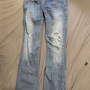10.Levi's Light Blue Distressed Boot Cut Jeans